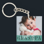I Love You Grandpa Custom Photo Keychain<br><div class="desc">Create modern photo key-ring for your grandpa. Design features of 1 photo and ''I love you Grandpa'' typography script on a retro green background. Perfect gift for grandfathers.</div>