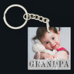 I Love You Grandpa Custom Photo Keychain<br><div class="desc">Create modern photo key-ring for your grandpa. Design features of 1 photo and ''I love you Grandpa'' typography script on a gray background. Perfect gift for grandfathers.</div>