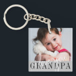 I Love You Grandpa Custom Photo Keychain<br><div class="desc">Create modern photo key-ring for your grandpa. Design features of 1 photo and ''I love you Grandpa'' typography script on a gray background. Perfect gift for grandfathers.</div>