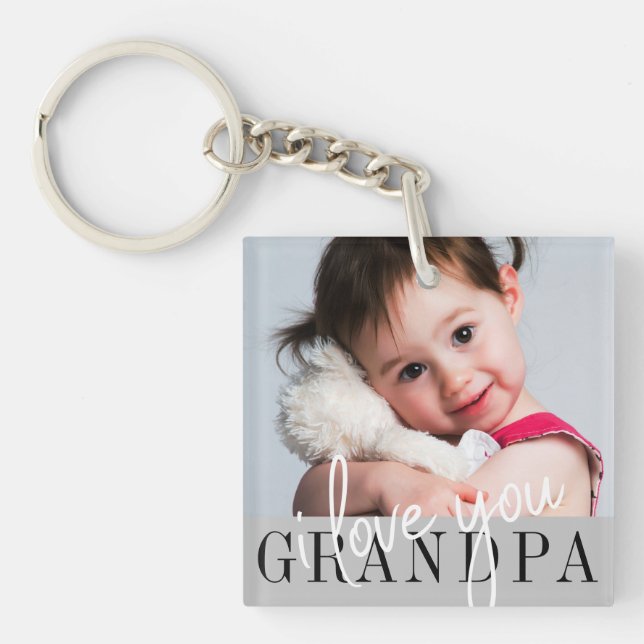 I Love You Grandpa Custom Photo Keychain (Front)