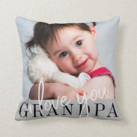 I Love You Grandpa Custom Photo Throw Pillow