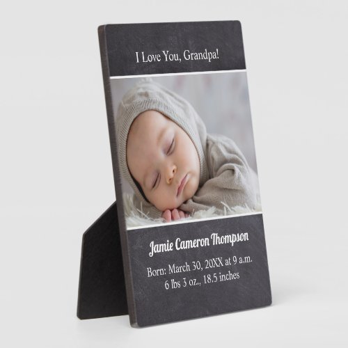 I Love you Grandpa Introducing baby photo birth Plaque