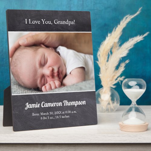I Love you Grandpa Introducing baby photo Plaque