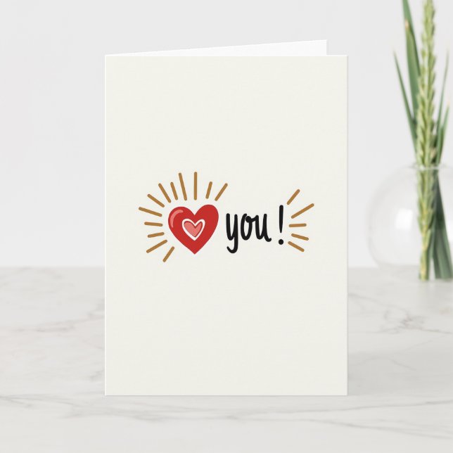 I Love You Graphic Heart Card (Front)