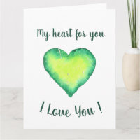 I Love You Green and Blue Heart Valentine's Day
