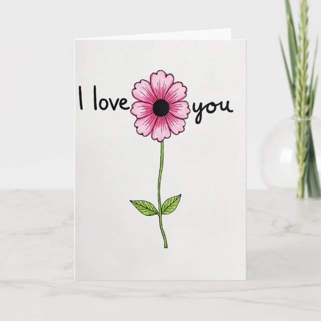 I Love You Greeting Flower Card (Front)