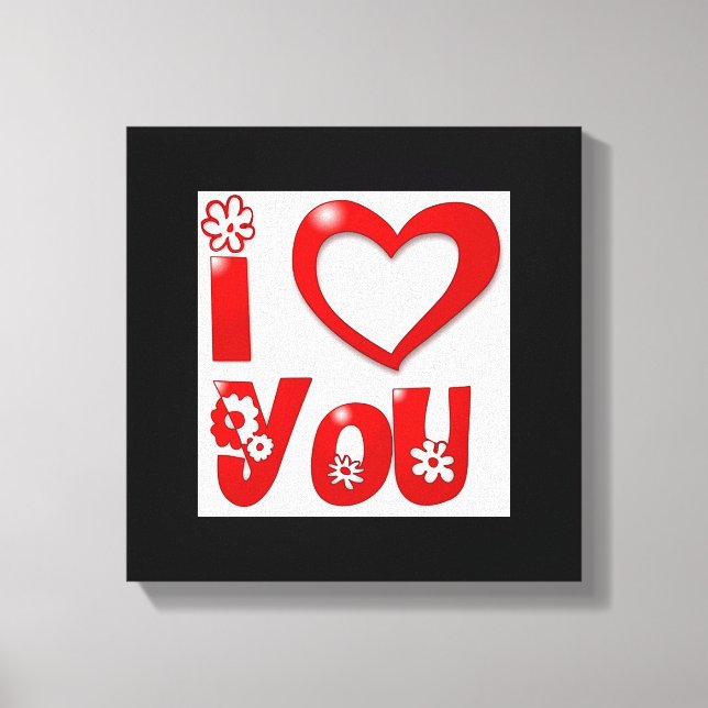 "I LOVE YOU" GROOVY FLOWERS CANVAS PRINT (Front)