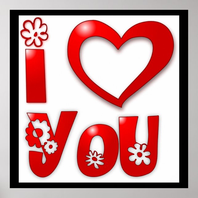 "I LOVE YOU" GROOVY FLOWERS POSTER (Front)