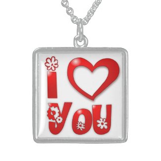 "I LOVE YOU" GROOVY FLOWERS STERLING SILVER NECKLACE