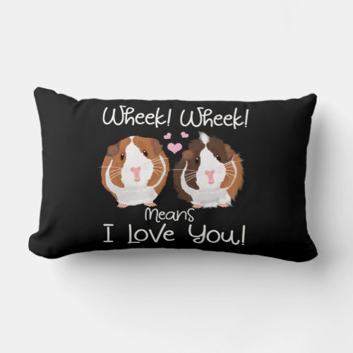 I Love You Guinea Pig Cavy Roddent Lumbar Pillow