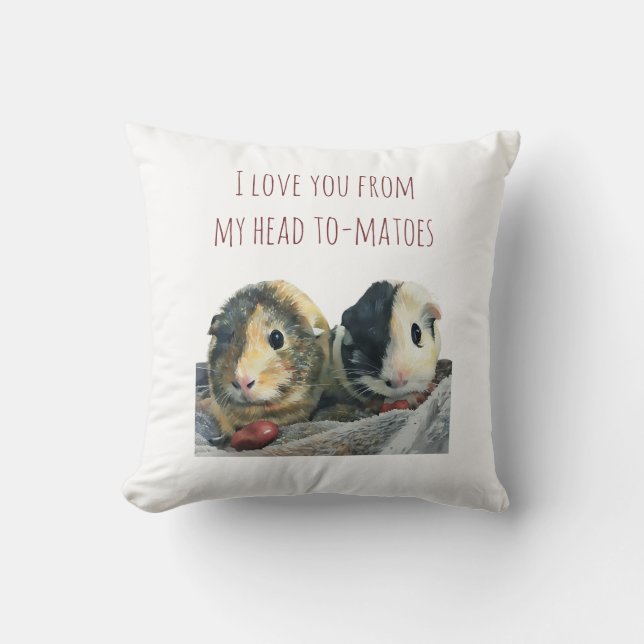 I Love You Guinea Pig Pillow (Front)