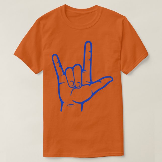 I Love You Hand Sign American Sign Language 19 T-Shirt (Design Front)