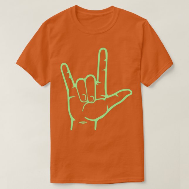 I Love You Hand Sign American Sign Language 9 T-Shirt (Design Front)