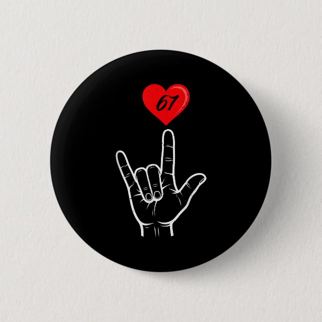I Love You Hand Sign Asl Heart 67 Women Kids Men V Button (Front)
