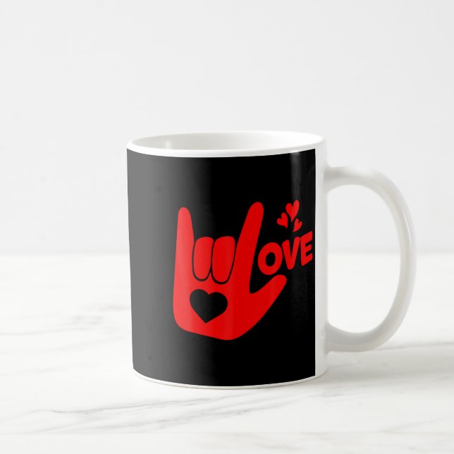 I Love You Hand Sign Asl Valentine Day Funny Wome  Coffee Mug (Right)