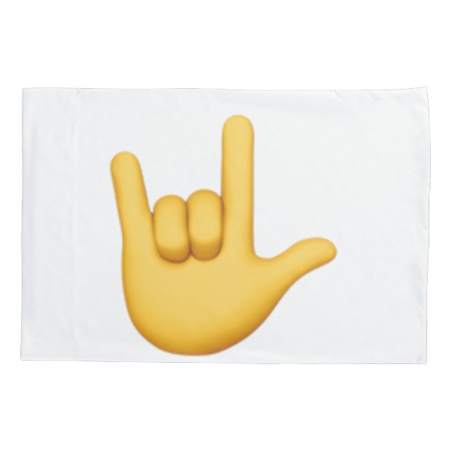 I Love You Hand Sign - Emoji Pillow Case (Back)