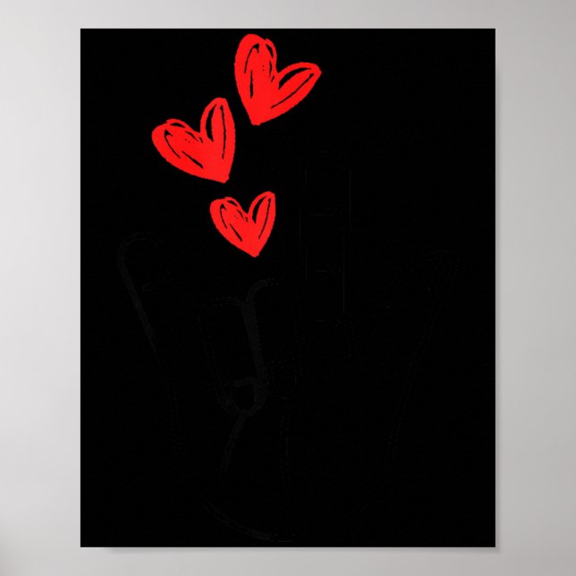 I-love You Hand Sign Heart Women Girls Valentines  (Front)