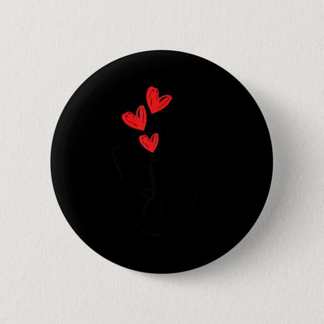 I-love You Hand Sign Heart Women Girls Valentines  Button (Front)