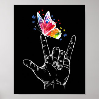 I Love You Hand Sign Language Butterfly Autism