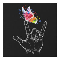I Love You Hand Sign Language Butterfly Autism
