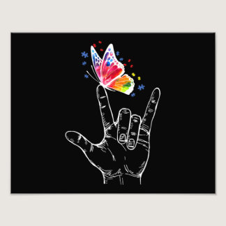 I Love You Hand Sign Language Butterfly Autism