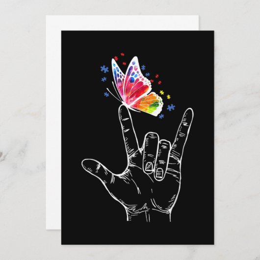 I Love You Hand Sign Language Butterfly Autism (Front/Back)