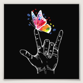 I Love You Hand Sign Language Butterfly Autism