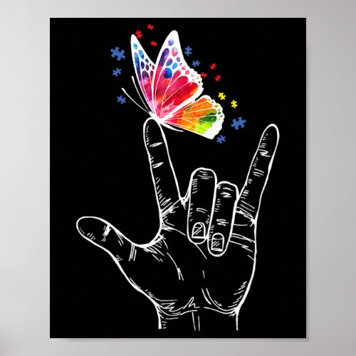 I Love You Hand Sign Language Butterfly Autism Awa