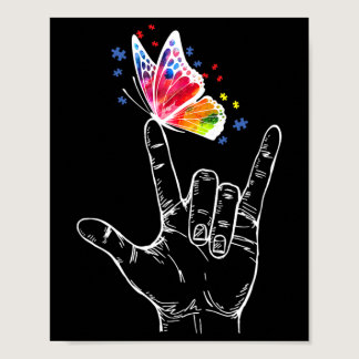 I Love You Hand Sign Language Butterfly Autism Awa