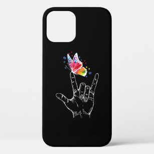 I Love You Hand Sign Language Butterfly Autism iPhone 12 Case