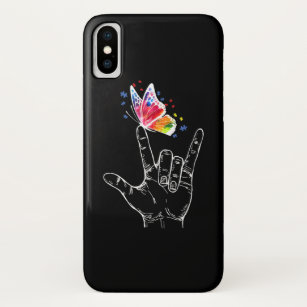 I Love You Hand Sign Language Butterfly Autism iPhone X Case