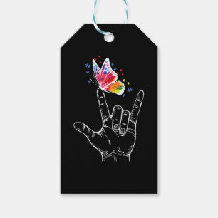 I Love You Hand Sign Language Butterfly Autism Gift Tags