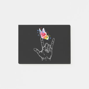 I Love You Hand Sign Language Butterfly Autism Post-it Notes