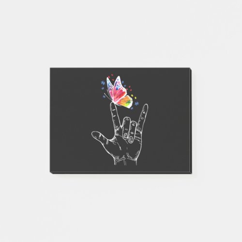 I Love You Hand Sign Language Butterfly Autism Post_it Notes
