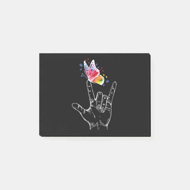 I Love You Hand Sign Language Butterfly Autism Post-it Notes (Front)