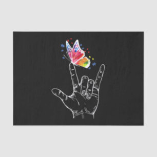 I Love You Hand Sign Language Butterfly Autism Tissue Paper