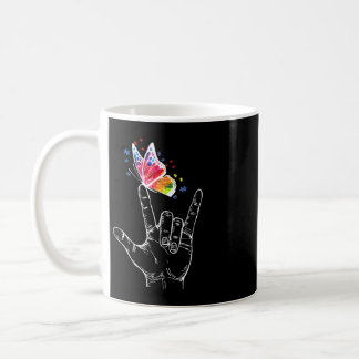 I Love You Hand Sign Language Butterfly Puzzle Pie Coffee Mug
