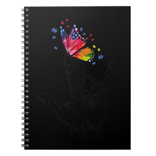 I Love You Hand Sign Language Butterfly Puzzle Pie Notebook