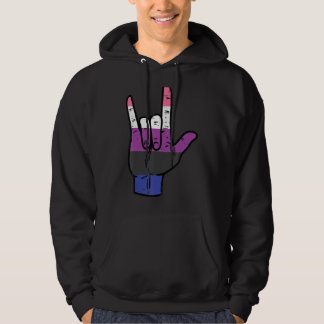 I Love You Hand Sign Language Genderfluid Pride Fl Hoodie
