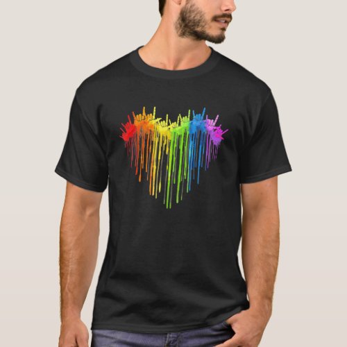 I Love You Hand Sign Rainbow Heart ASL Gay Pride L T_Shirt