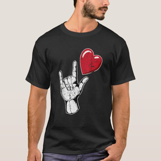 I Love You Hand Sign Valentines Day Language_1 T-Shirt (Front)