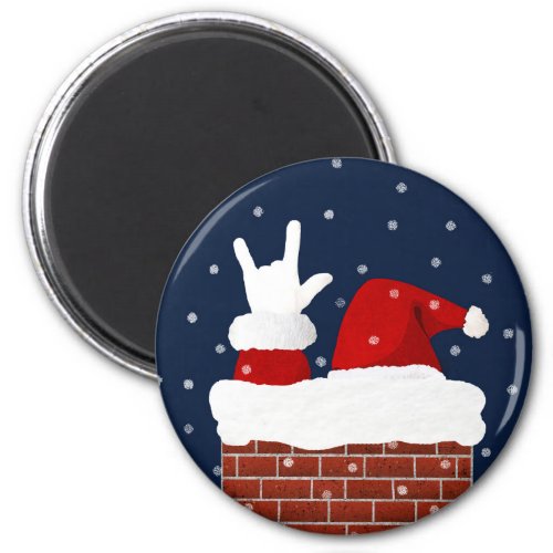 I Love You Handshape ASL Santa Christmas Magnet