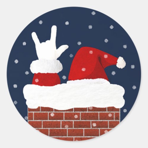 I Love You Handshape ASL Santa Christmas Sticker