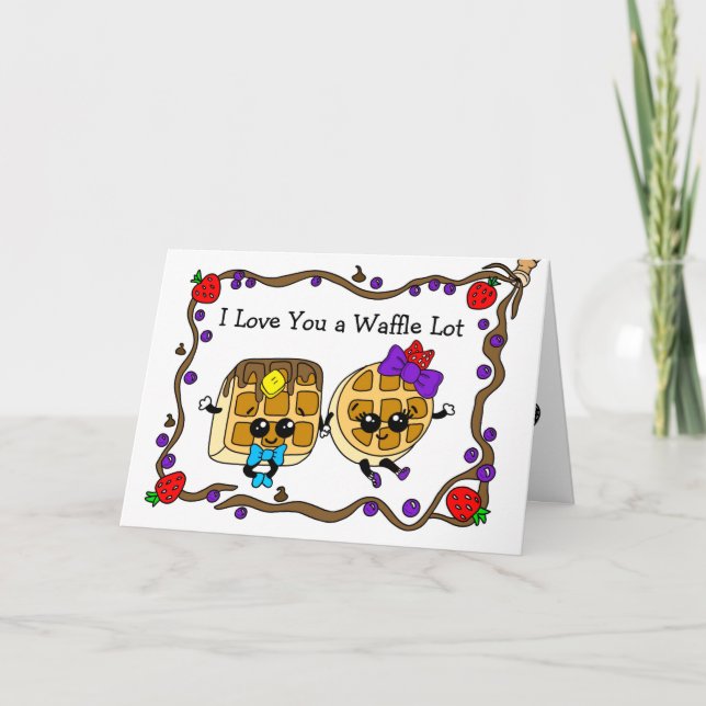I Love You, Happy Anniversary, Waffle Pun Card (Front)