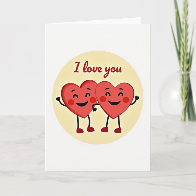 I Love You Happy Hearts Card (Front)
