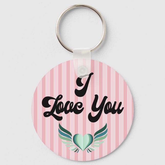 I Love You. Happy Valentine Day. Keychain (Front)