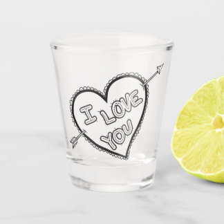 I Love You Heart and Arrow Shot Glass