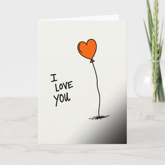 I Love You Heart Balloon Card (Front)