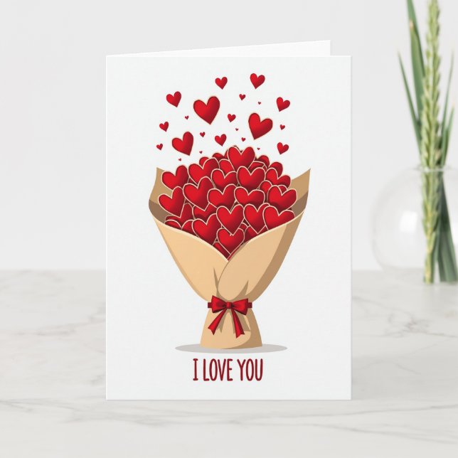 I Love You Heart Bouquet Card (Front)