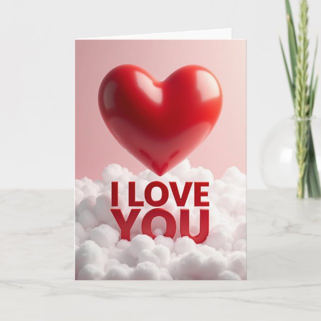 I Love You Heart Clouds Card (Front)